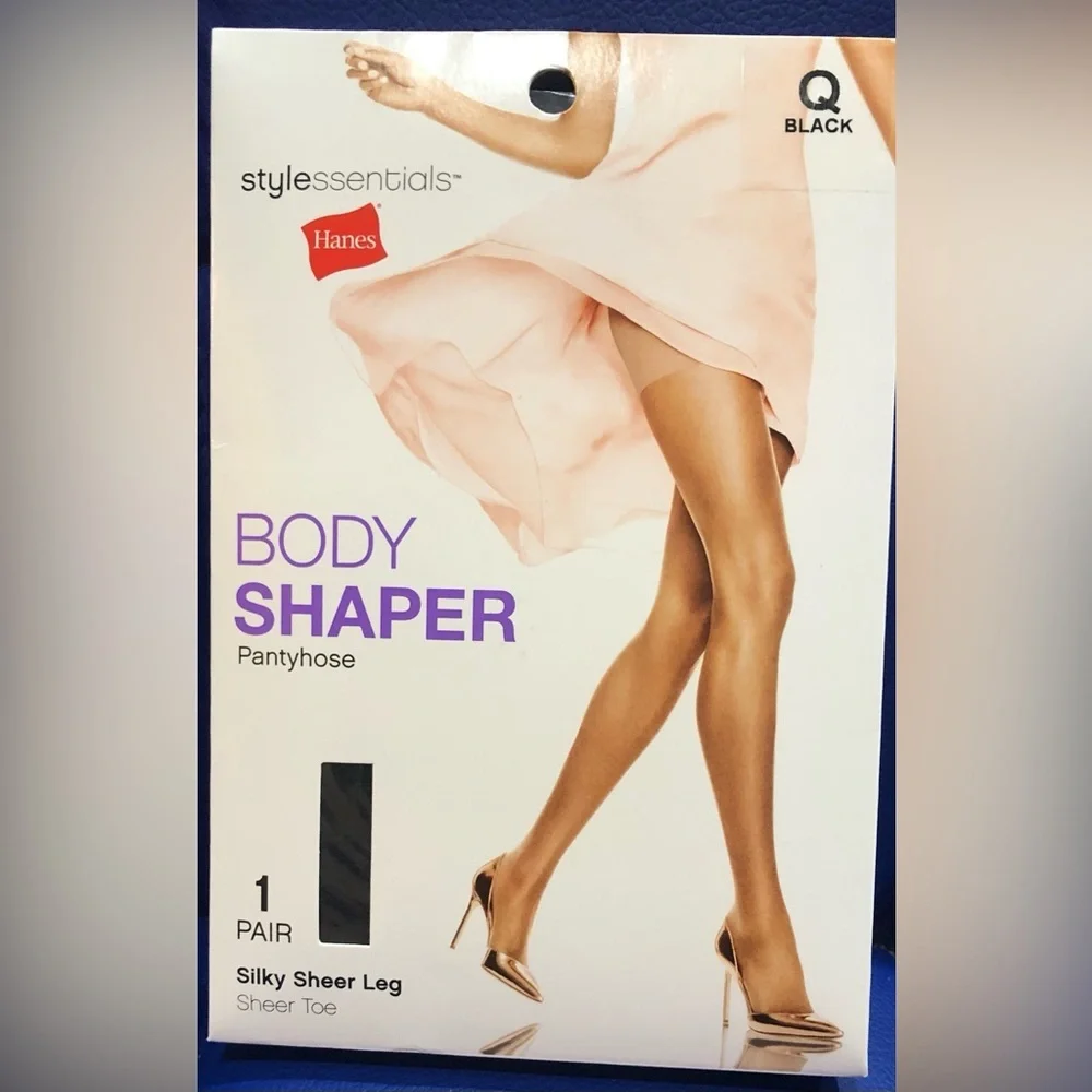 2packs of Hanes Body Shaper black Pantyhose Size‎ Q new